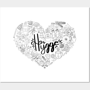 Hygge Heart - Black Line Art Posters and Art